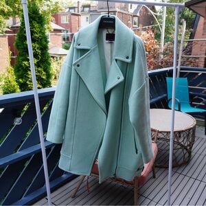 Banana Republic Wool Blend Cocoon Moto Jacket Turquoise Mint